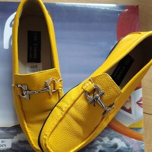 Tim Evans Bright Yellow Leather Horsebit Loafers